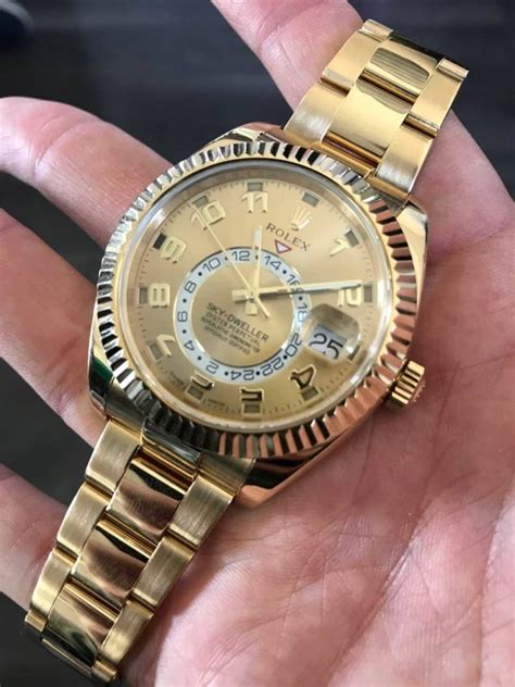 rolex sky dweller yellow gold leather strap|rolex sky dweller 326138.